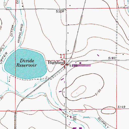 Topographic Map of Highland, CO