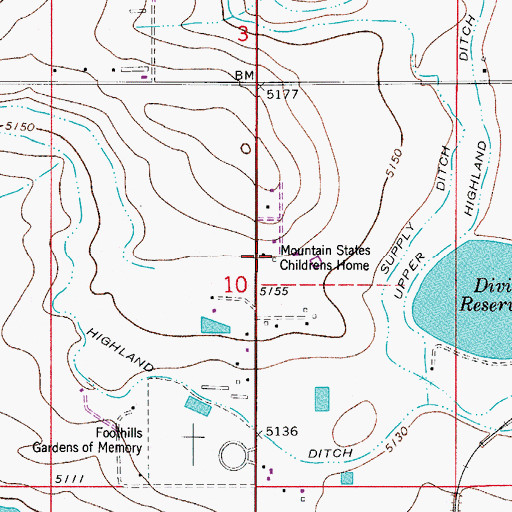 Topographic Map of Mountain States Childrens Home, CO