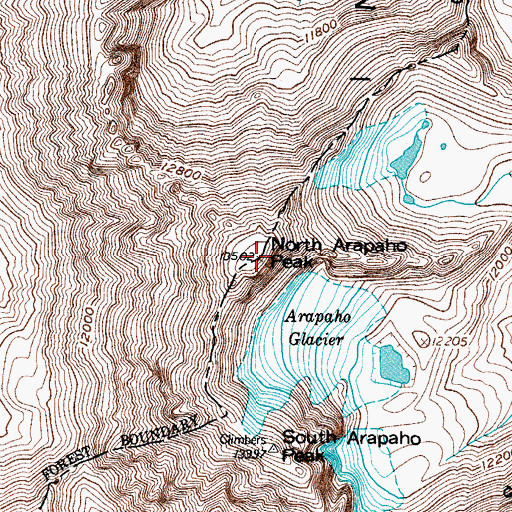 Topographic Map of North Arapaho Peak, CO