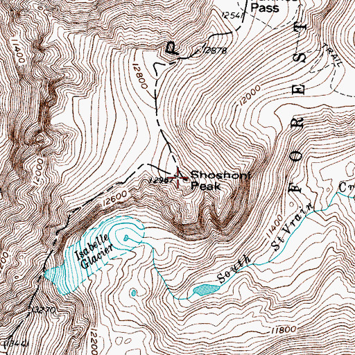 Topographic Map of Shoshoni Peak, CO