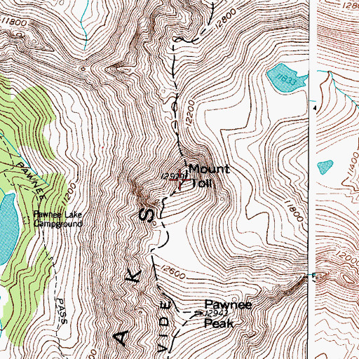 Topographic Map of Mount Toll, CO