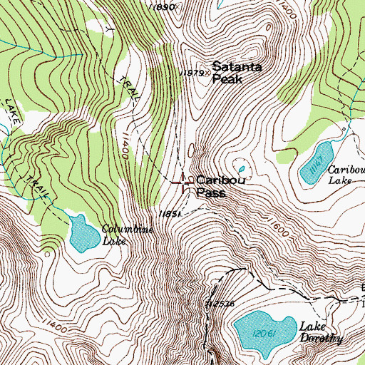 Topographic Map of Caribou Pass, CO