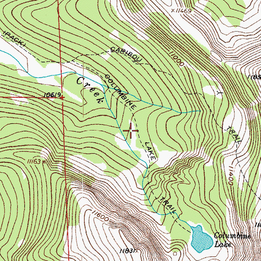 Topographic Map of Columbine Lake Trail, CO