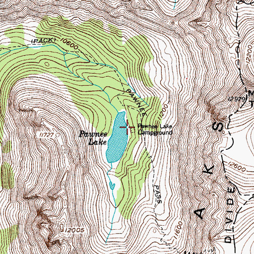 Topographic Map of Pawnee Lake Campground, CO