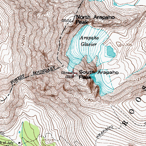 Topographic Map of South Arapaho Peak, CO