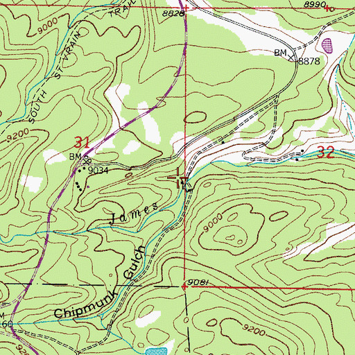 Topographic Map of Chipmunk Gulch, CO