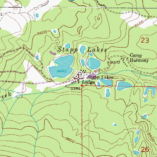 Topographic Map of Stapp Lakes Lodge, CO