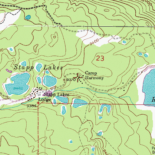 Topographic Map of Camp Harmony, CO