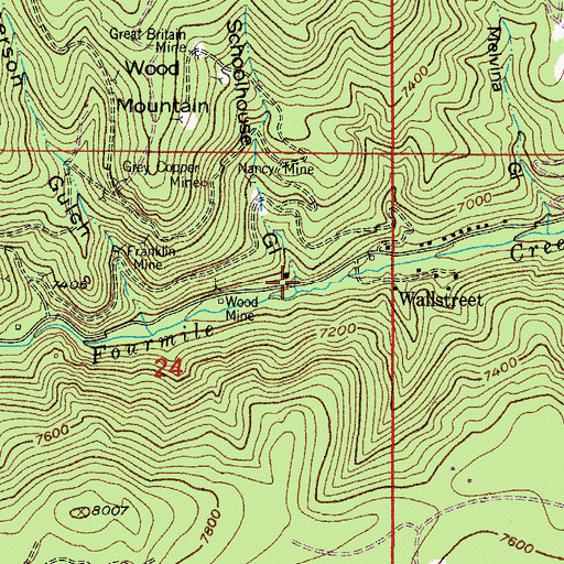 Topographic Map of Schoolhouse Gulch, CO