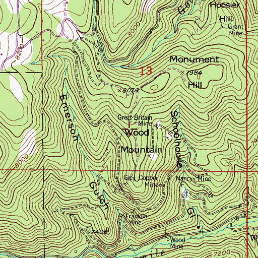 Topographic Map of Wood Mountain, CO
