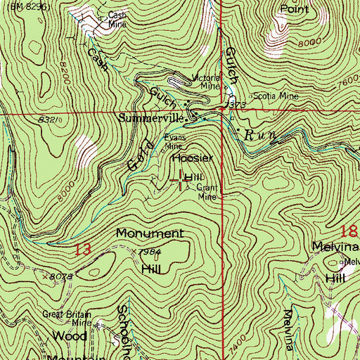 Topographic Map of Grant Mine, CO
