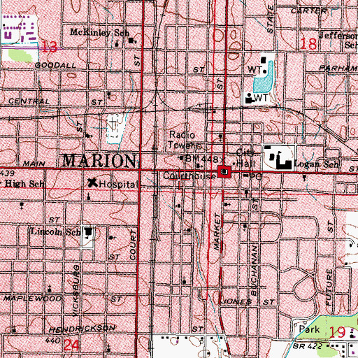 Topographic Map of Williamson County, IL
