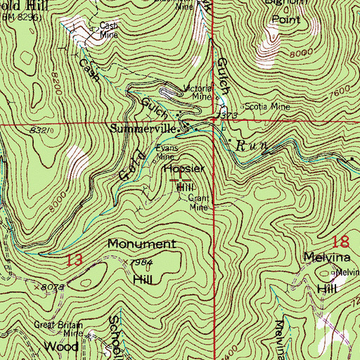 Topographic Map of Hoosier Hill, CO
