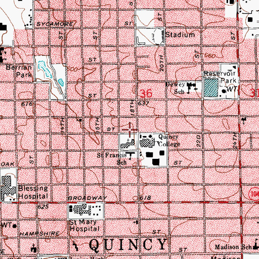 Topographic Map of Augustine Residence Hall, IL