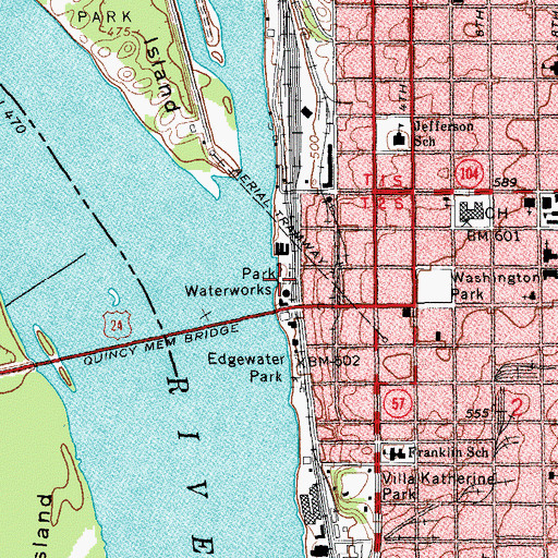 Topographic Map of Bicentennial Park, IL