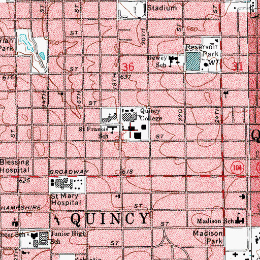 Topographic Map of Brenner Library, IL