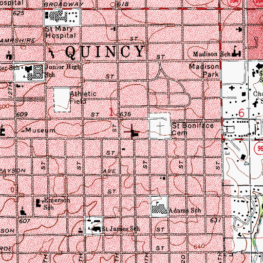 Topographic Map of Calvary Baptist Church, IL