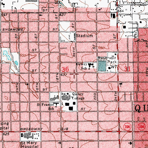 Topographic Map of Centennial Residence Hall, IL