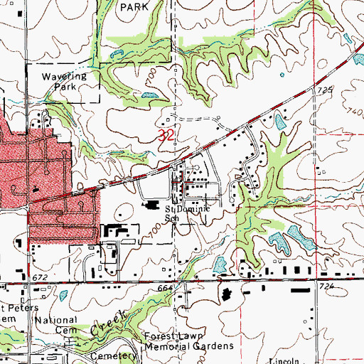 Topographic Map of Cheshire Hills, IL