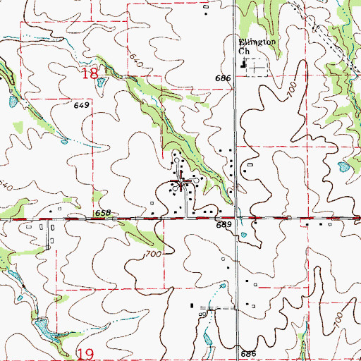 Topographic Map of Country Meadows, IL