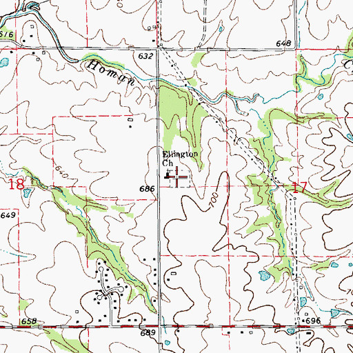 Topographic Map of Ellington Church Cemetery, IL