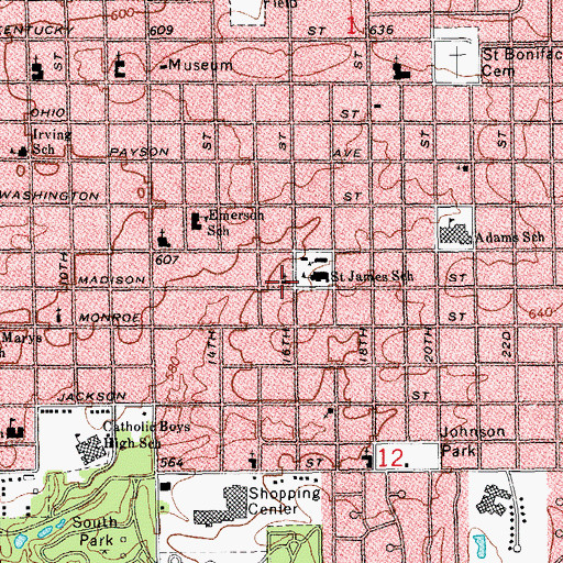 Topographic Map of Emmanuel Nazarene Church, IL