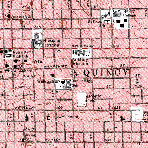 Topographic Map of First Christian Church, IL