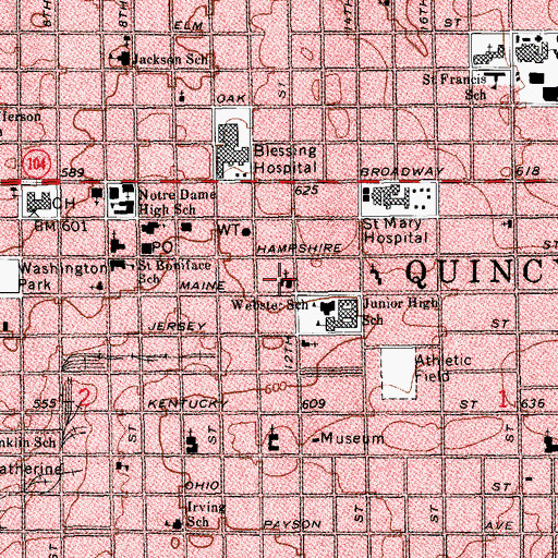 Topographic Map of First Union Congregational Church, IL