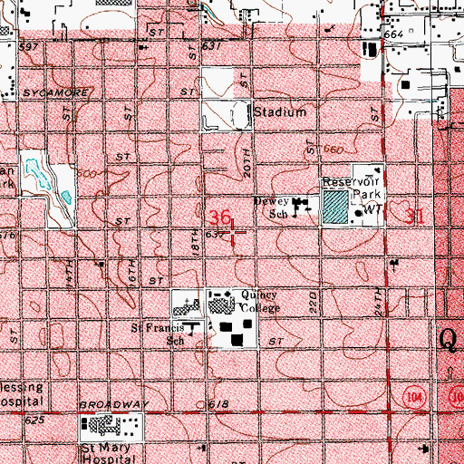 Topographic Map of Garner Residence Hall, IL