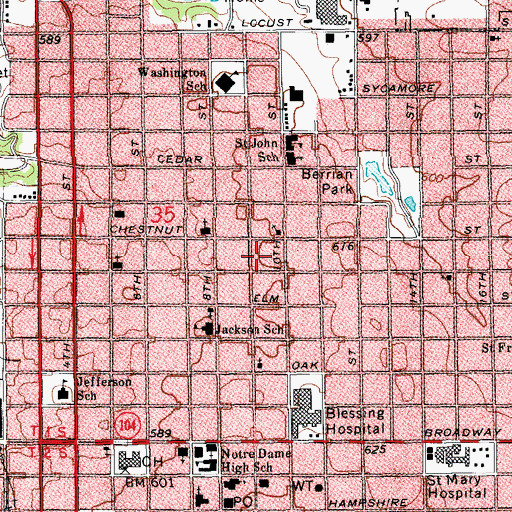 Topographic Map of Gethsemane Gospel Church, IL