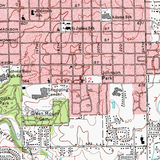 Topographic Map of Grandview Baptist Church, IL