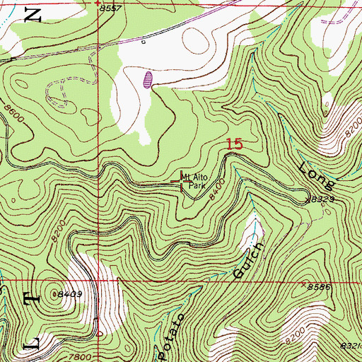 Topographic Map of Mount Alto Park, CO