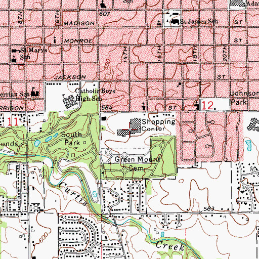 Topographic Map of Harrison Street Plaza Shopping Center, IL