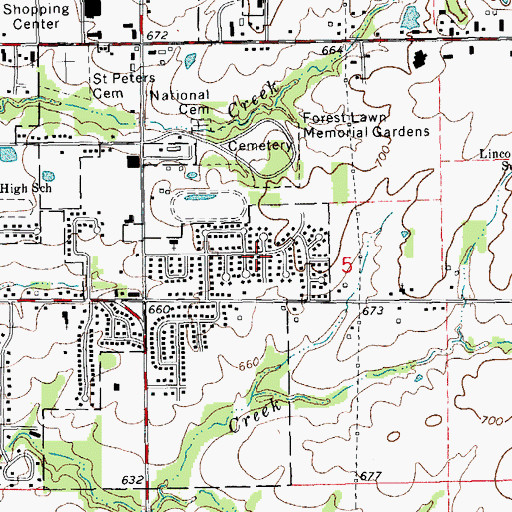 Topographic Map of Holiday Hills, IL