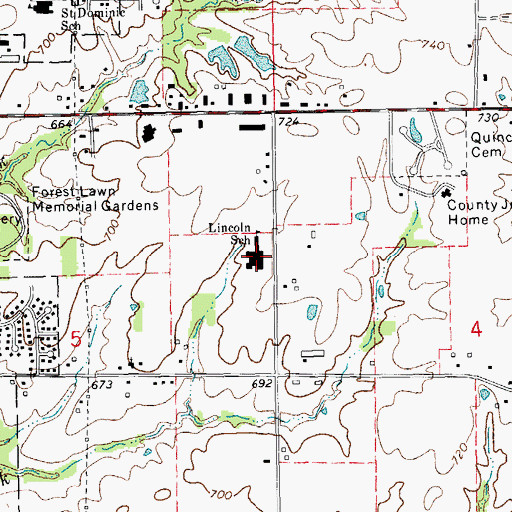 Topographic Map of John Wood Community College, IL