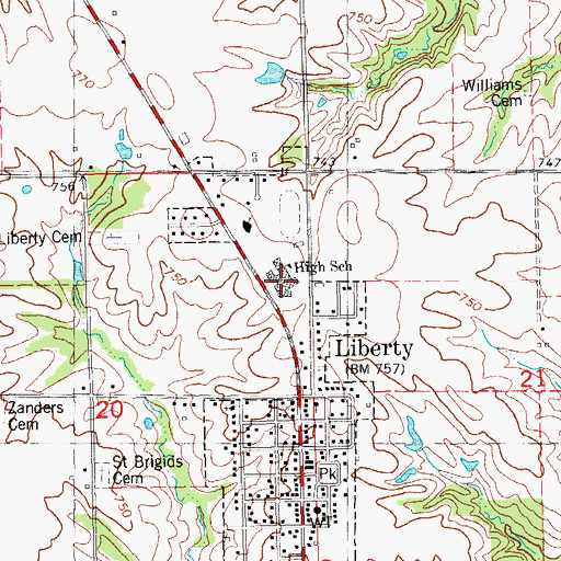 Topographic Map of Liberty High School, IL