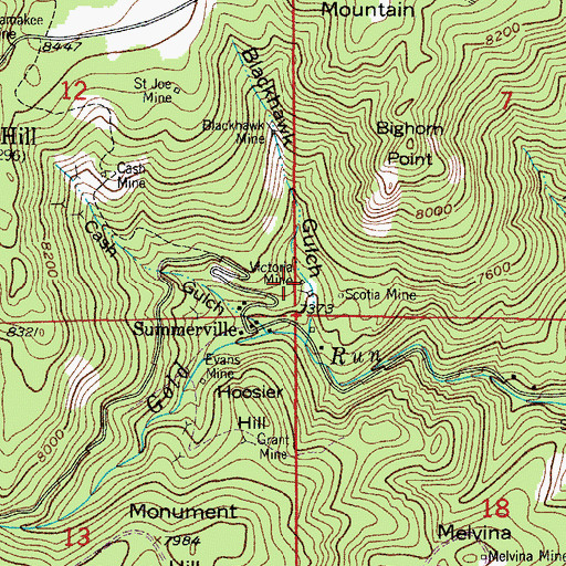 Topographic Map of Victoria Mine, CO
