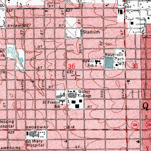 Topographic Map of Lind Street Residence Hall, IL