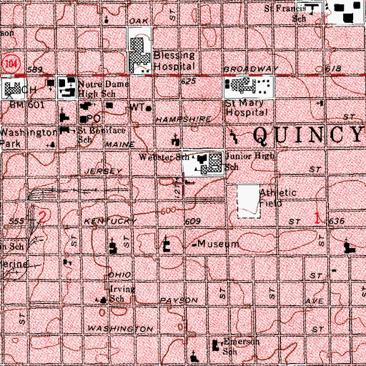 Topographic Map of Luther Memorial Lutheran Church, IL