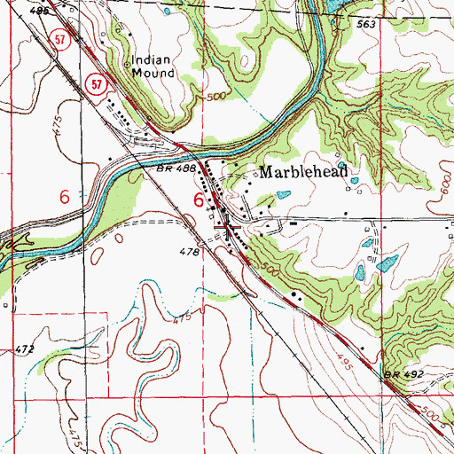 Topographic Map of Marblehead Post Office (historical), IL
