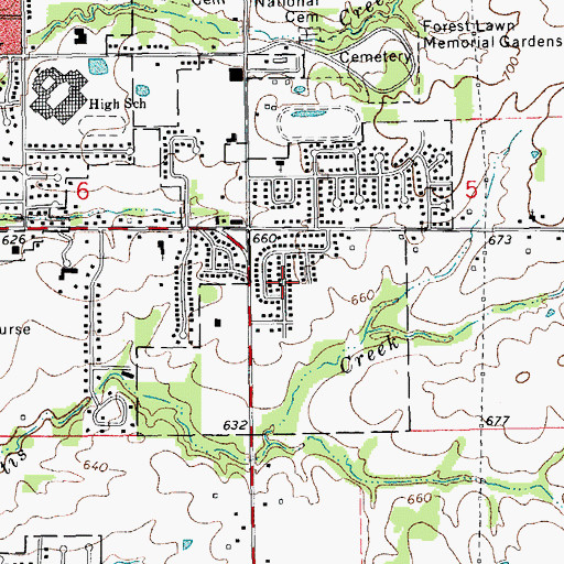 Topographic Map of Meadowbrook, IL