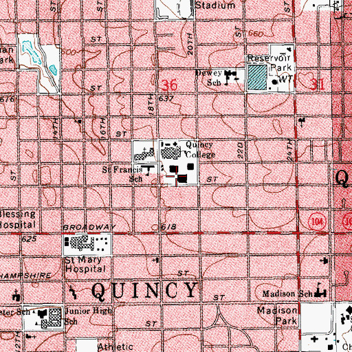 Topographic Map of Memorial Gymnasium, IL