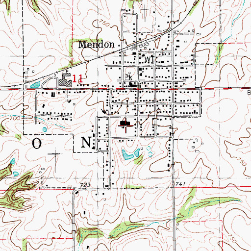 Topographic Map of Mendon Elementary School, IL