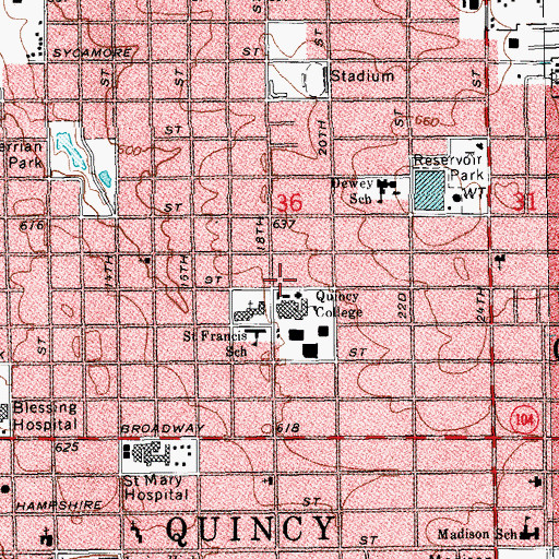 Topographic Map of Padua Residence Hall, IL