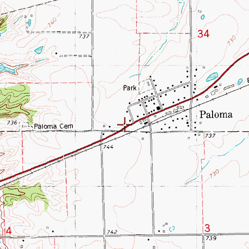 Topographic Map of Paloma Post Office, IL