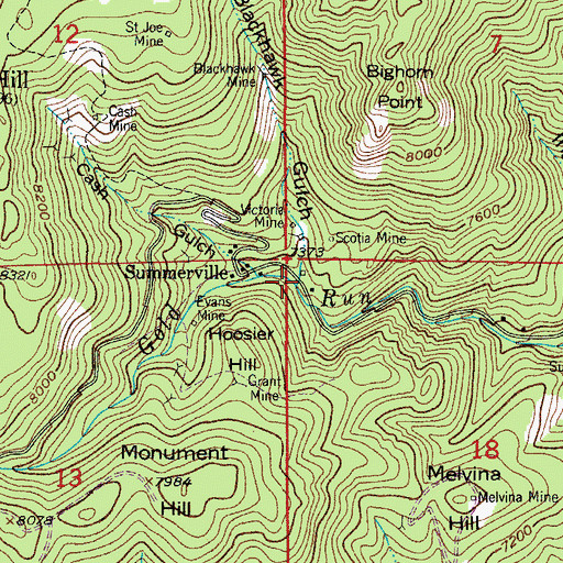 Topographic Map of Blackhawk Gulch, CO