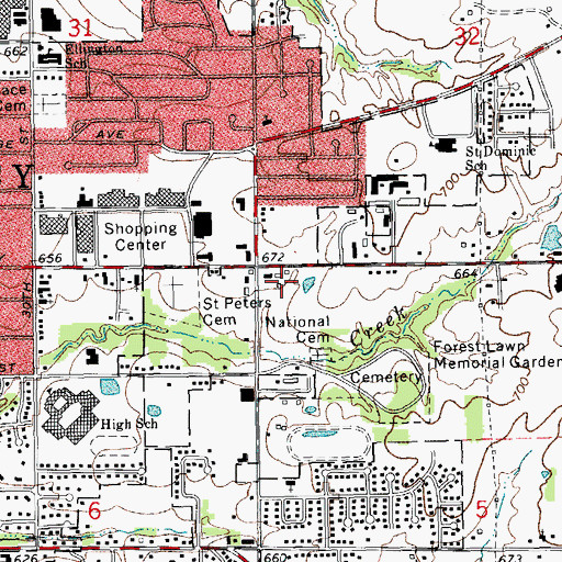 Topographic Map of Quincy Commons Shopping Center, IL