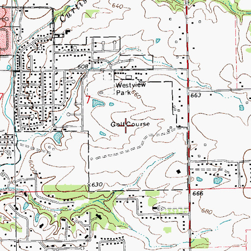 Topographic Map of Quincy Municipal Golf Course, IL