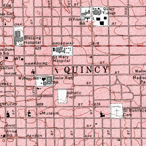 Topographic Map of Quincy Museum, IL