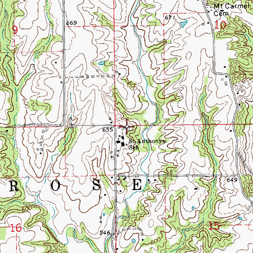 Topographic Map of Saint Anthonys Cemetery, IL